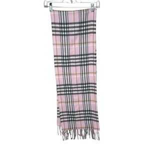 Cashmere Finished Firenza Italia Pink Plaid‎ Women's Scarf. NWT.